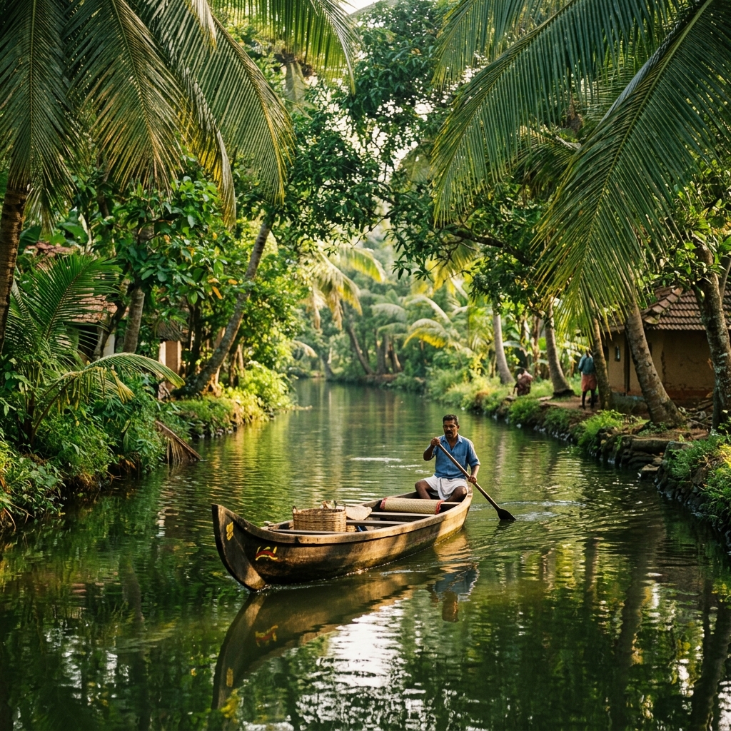 Canoe through Kerala Village Canals