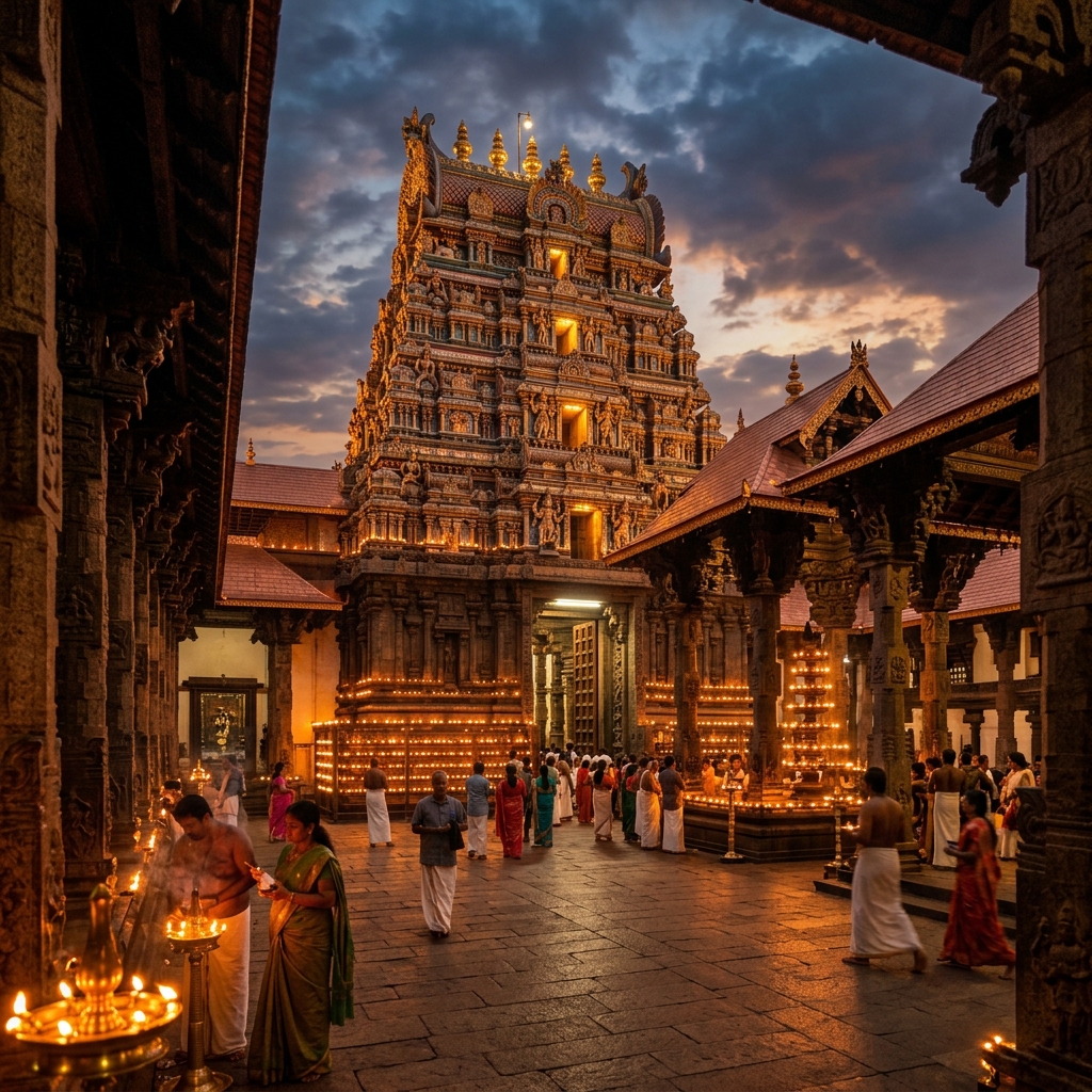 Kerala Temple at Dusk